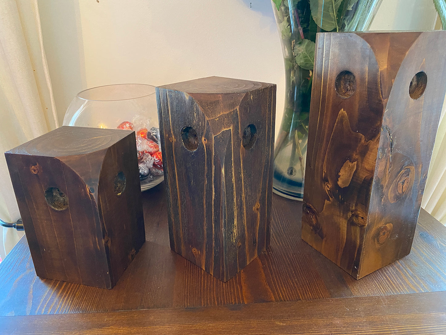 Wooden Owl made from solid pine and stained then waxed to oak finish