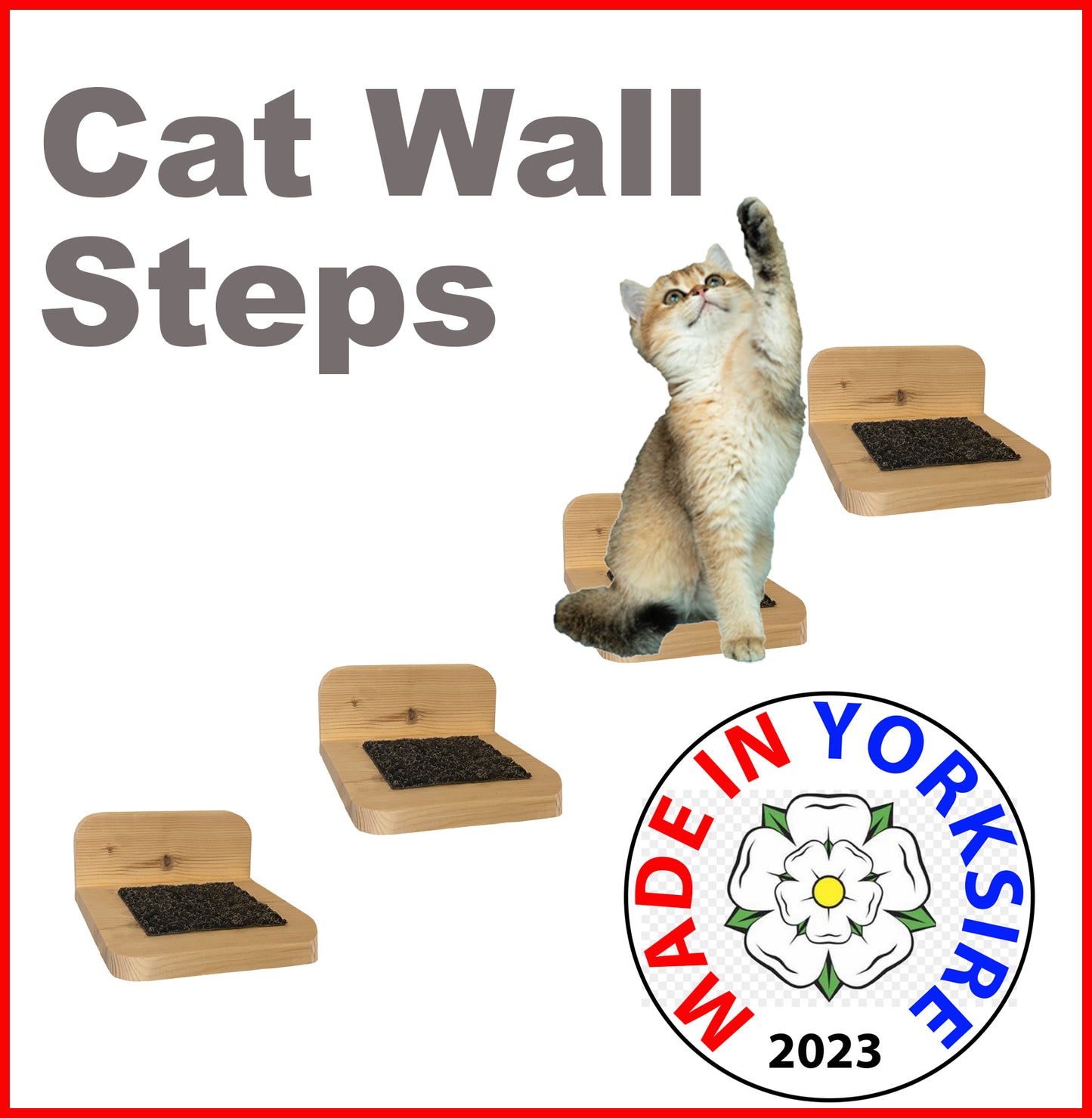 Cat Wall Steps, Catio style in solid wood