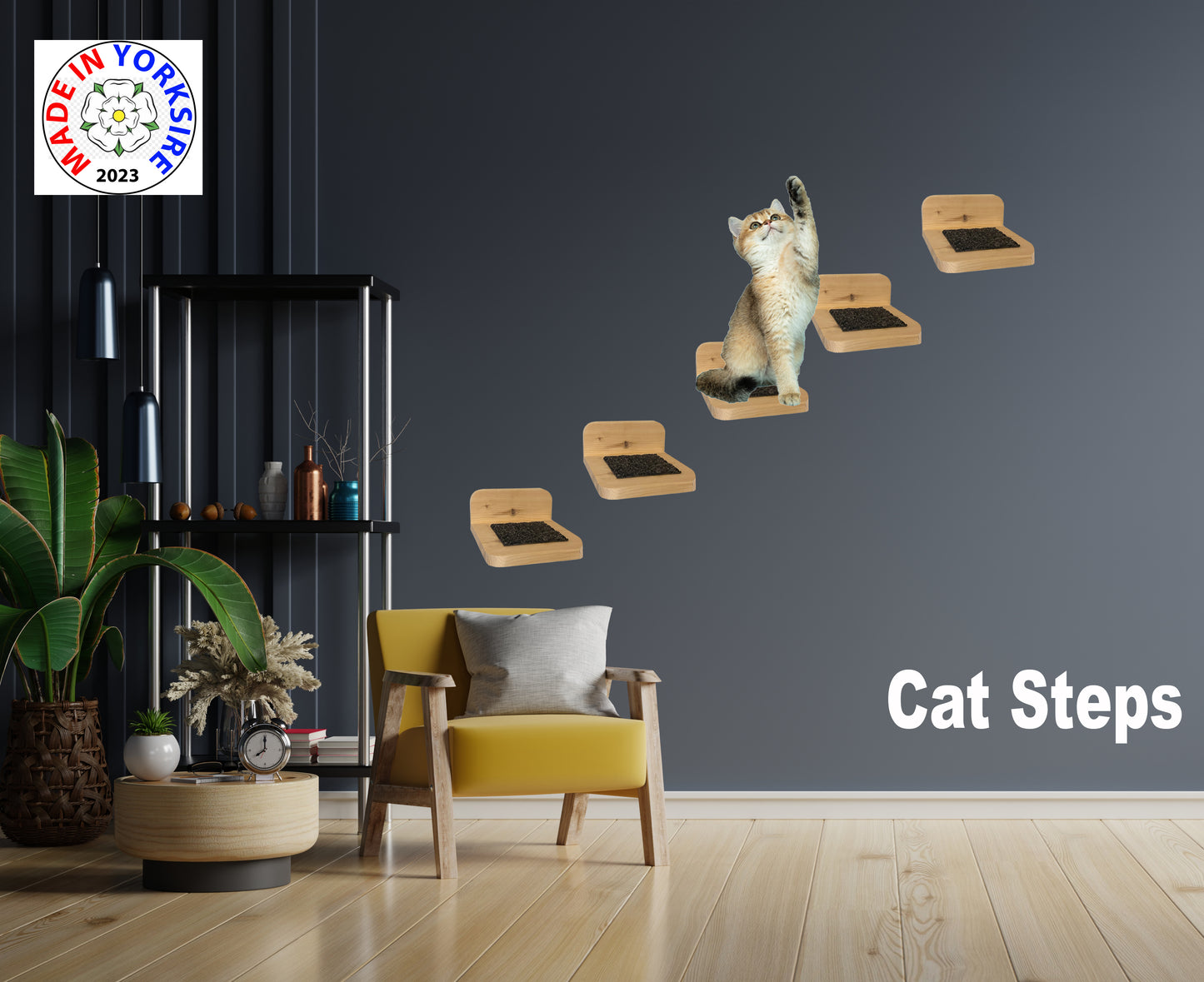 Cat Wall Steps, Catio style in solid wood